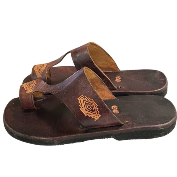 Handmade Leather Sandals, Brown Leather Sandals kids size 13 unisex - Picture 2 of 10